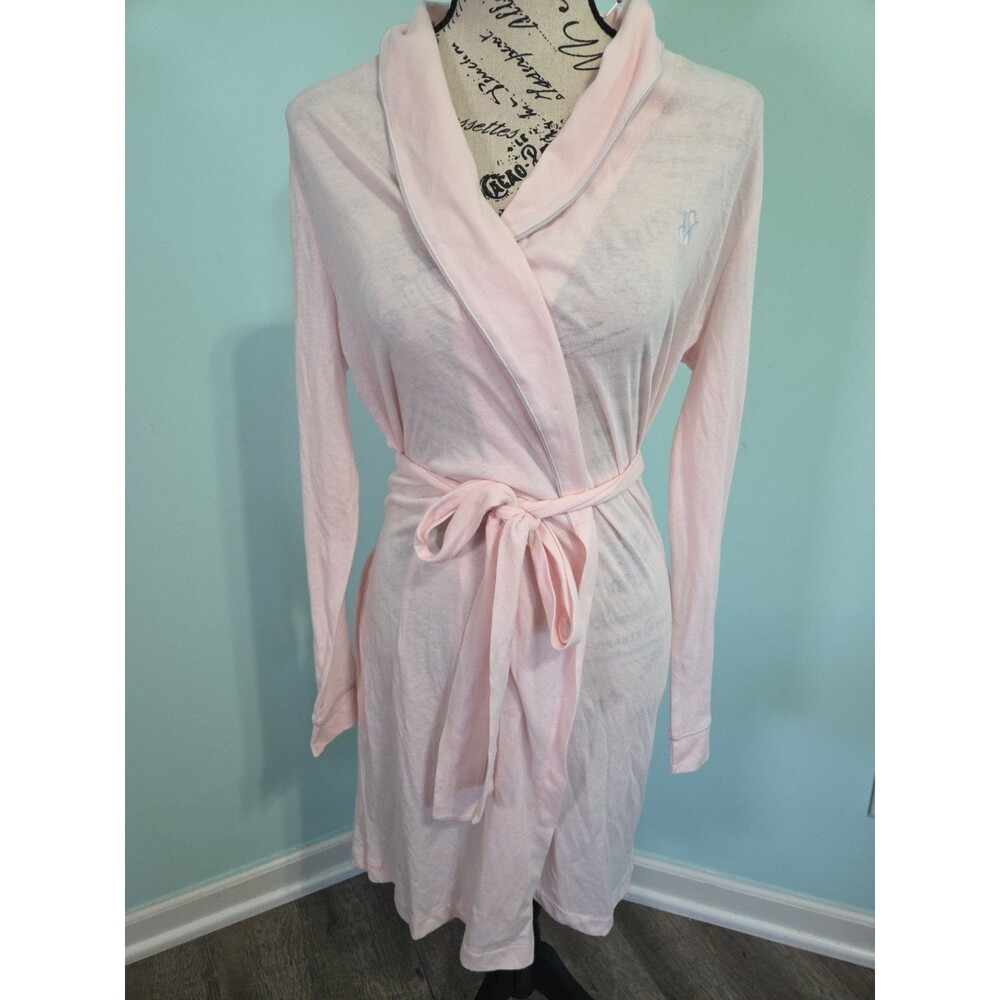 Victoria's Secret Cotton Blend Robe medium So Soft Long Sleeve Baby Pink